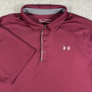 Under Armour Tech Golf Polo Shirt Performance Mens Loose Fit Maroon Size XXL 2XL